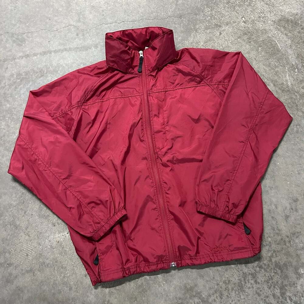 L.L. Bean Men's Red Full Zip Nylon Windbreaker Jacket